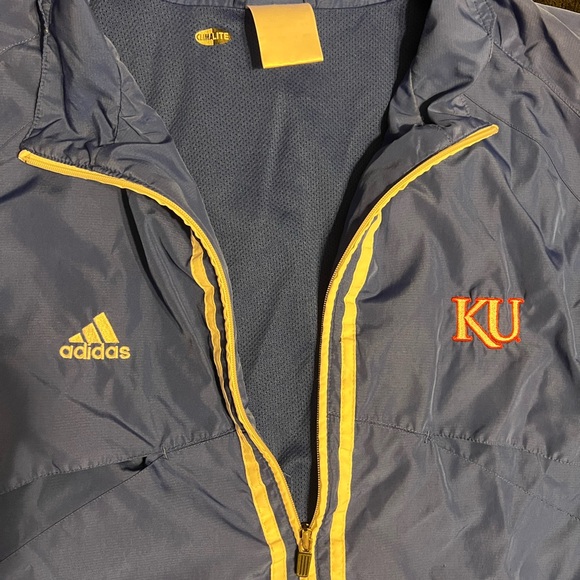 Adidas Kansas University Men’s Nylon Zip Up Jacket/ Last pic shows color best - Picture 3 of 11